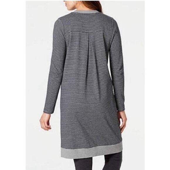 J Jill French Terry Shift Knit Dress Gray Blue Stripe Women's Size Small - Picture 2 of 10